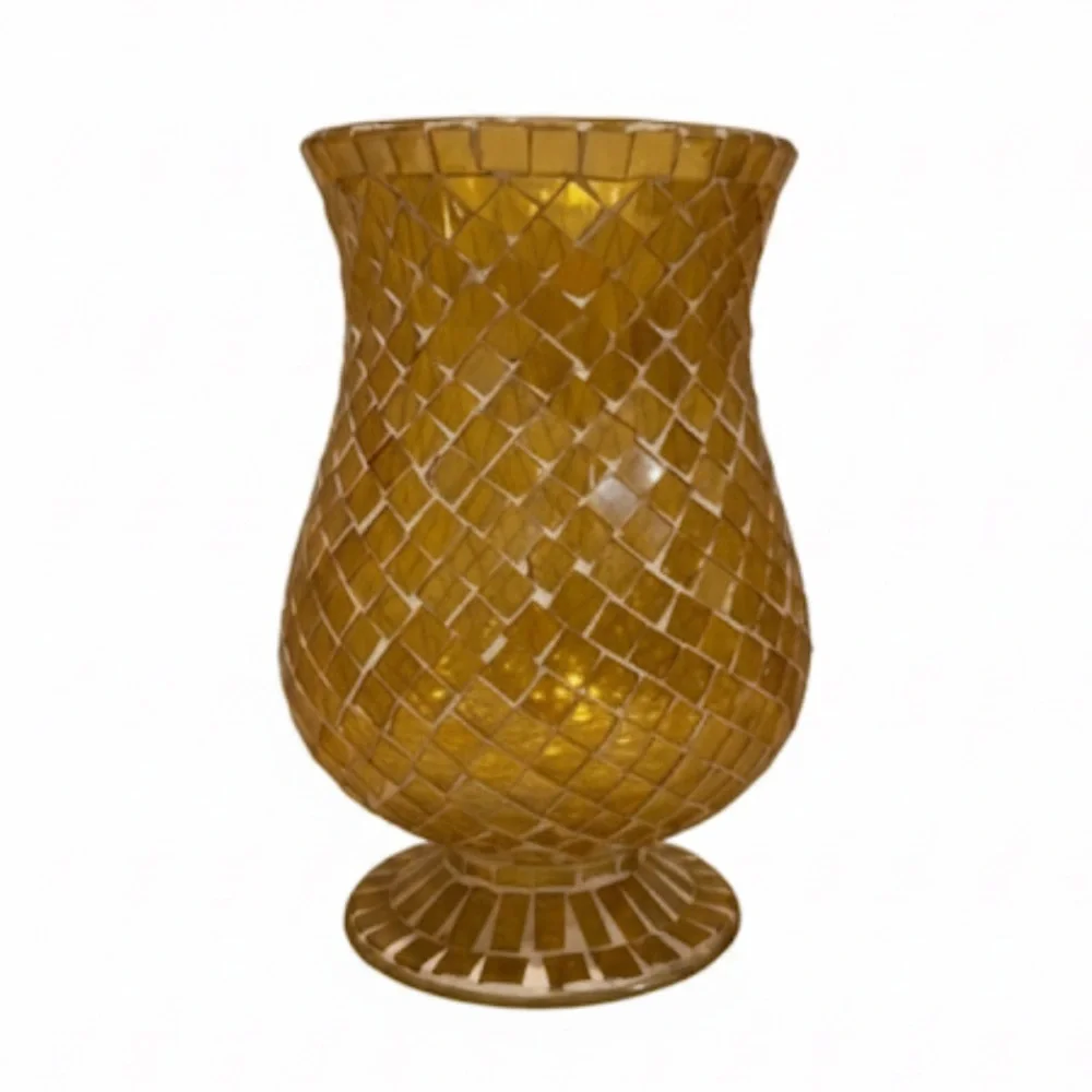 NWT Gold Mosaic Glass Vase Small Decorative Flower Bud Vase Made in India